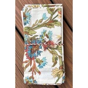 April Cornell 10 NAPKINS WILDFLOWERS RUST GREEN GOLD Blue Cotton Fall Colors New